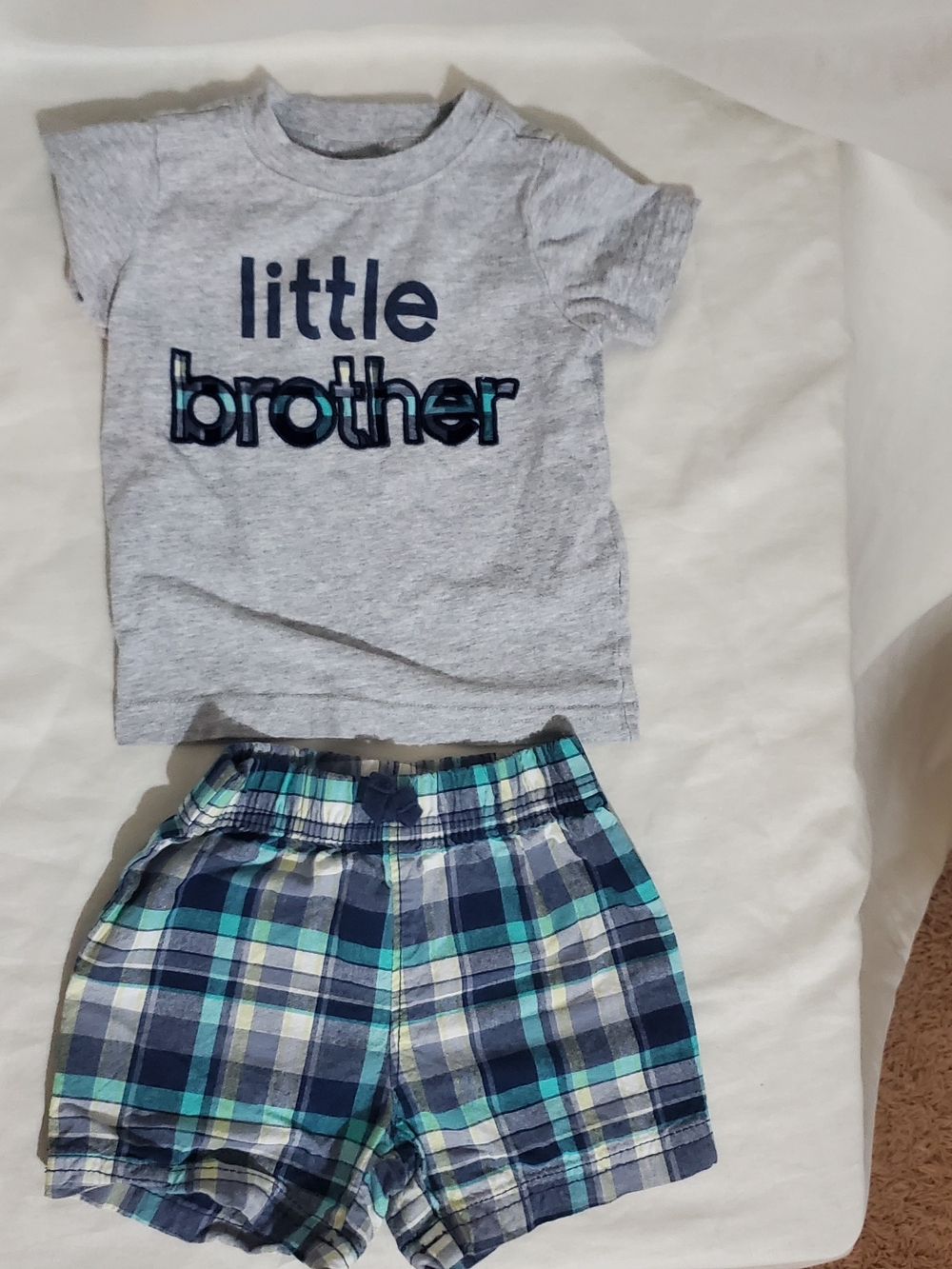 child of mine Blue & Teal Plaid Pull-On Shorts
